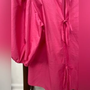 HM H&M Puff Sleeve Tie Blouse Shirt Top